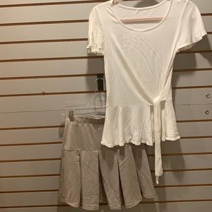 Size XS gingham skirt and ribbed shirt.